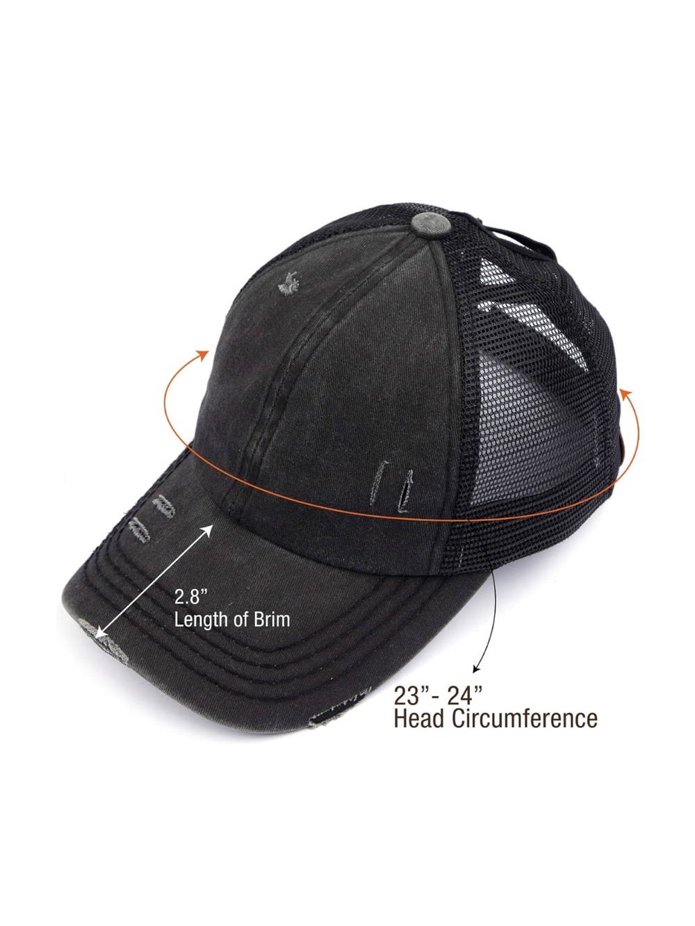 NWOT C.C Black Distressed Mesh Back Baseball Cap Trucker Hat New